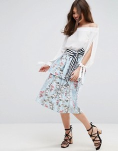 Хлопковая юбка для выпускного с принтом ASOS - Мульти