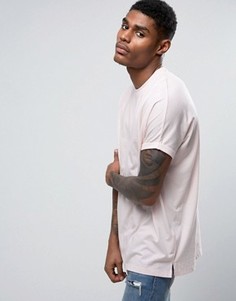 Розовая oversize‑футболка с закатанными рукавами ASOS - Розовый