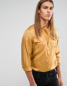 Горчичная шелковая рубашка классического кроя ASOS - Желтый