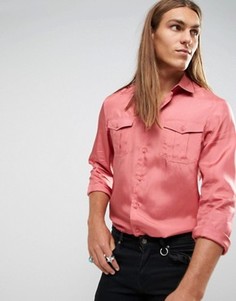 Розовая шелковая рубашка классического кроя ASOS - Розовый