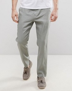Суженные книзу брюки из 100% льна Selected Homme - Зеленый