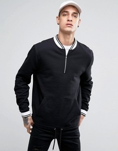 Свитшот с молнией и кантом ASOS - Черный