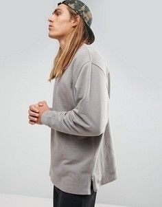 Серый длинный свободный свитшот с молниями по бокам ASOS - Серый