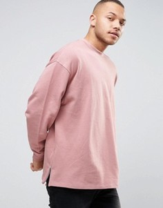 Розовый длинный oversize-свитшот с молниями по бокам ASOS - Розовый