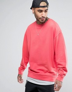 Розовый длинный свободный свитшот с подолом в виде футболки ASOS - Розовый