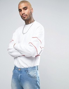 Белый оversize-свитшот с красной окантовкой ASOS - Белый