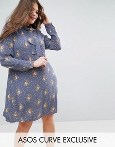 Свободное платье с цветочным принтом ASOS CURVE - Мульти