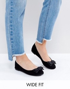 Балетки для широкой стопы с бантом New Look - Черный