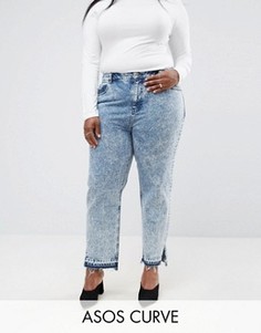 Мраморные джинсы в винтажном стиле с разрезами по бокам ASOS CURVE ORIGINAL - Синий