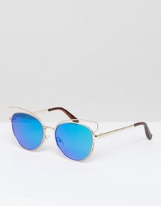 Солнцезащитные очки кошачий глаз с зеркальными стеклами New Look - Серебряный