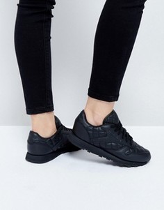 Классические кожаные кроссовки со стеганой отделкой Reebok - Черный