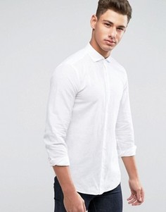 Узкая рубашка из ткани с добавлением льна United Colors of Benetton - Белый
