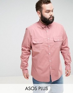 Узкая розовая рубашка с двумя карманами ASOS PLUS - Розовый