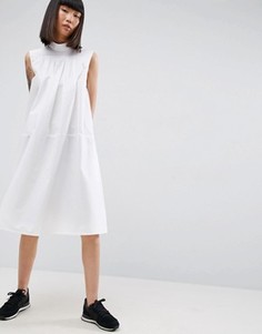 Платье-рубашка без рукавов со сборками ASOS WHITE - Белый