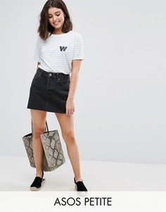 Черная джинсовая юбка с заниженной талией ASOS PETITE - Черный