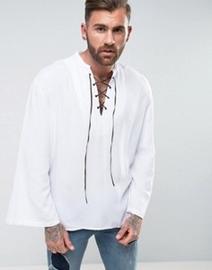 Oversize-рубашка со шнуровкой и широкими рукавами ASOS - Розовый