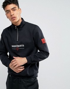 Свитшот на молнии с принтом Worldwide на рукавах Wasted Paris - Черный