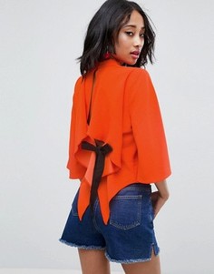 Топ с открытой спиной и завязкой ASOS - Оранжевый