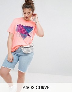 Футболка с принтом в стиле 80-х ASOS CURVE - Розовый