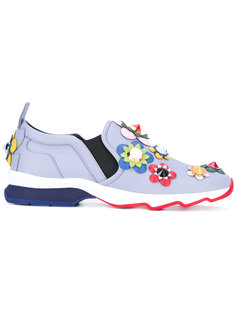 flower appliqué slip-on trainers Fendi