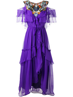 cut-out shoulders ruffled dress Alberta Ferretti