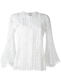 three-quarters sleeve lace blouse Oscar de la Renta