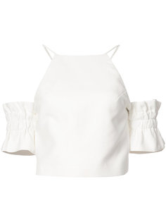 ruffled sleeves halterneck top  C/Meo