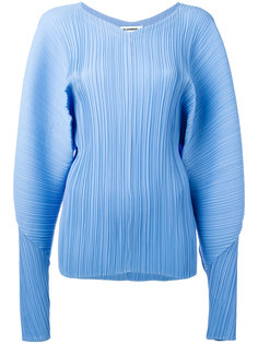 плиссированная блузка с V-образным вырезом Jil Sander
