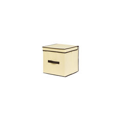 Кофр складной для хранения 31*31*31 см. "Геометрия стиля", квадрат, EL Casa, молочный