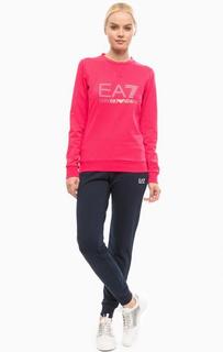 Спортивный костюм из хлопка с отделкой стразами EA7