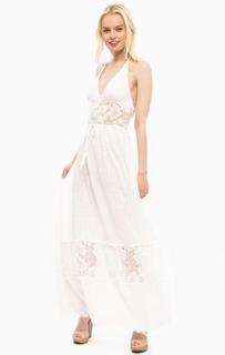 Длинное белое платье с открытой спинкой MET