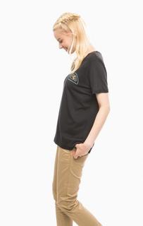 Черная футболка с яркой вышивкой Scotch&Soda