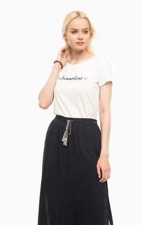 Белая хлопковая футболка с принтом Tom Tailor Denim