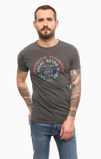 Серая футболка из хлопка с принтом Scotch&Soda