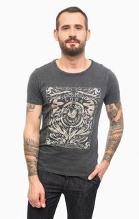 Синяя хлопковая футболка с круглым вырезом Scotch&Soda