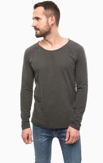 Серая хлопковая футболка с длинными рукавами Scotch&Soda