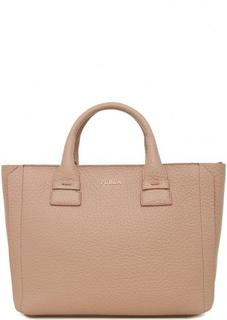 Розово-бежевая сумка из натуральной кожи со съемным плечевым ремнем Furla