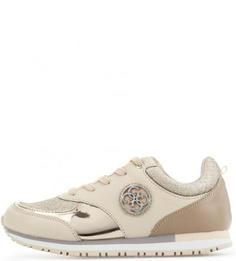 Бежевые кроссовки с контрастными вставками Guess