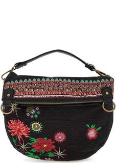 Текстильная сумка с яркой цветочной вышивкой Desigual
