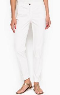 Белые хлопковые зауженные брюки S.Oliver Premium