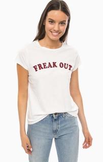 Белая хлопковая футболка с вышивкой Lee