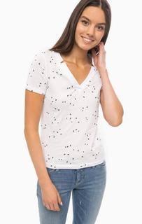 Белая хлопковая футболка с треугольным вырезом Armani Jeans