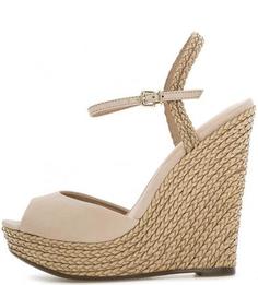 Кожаные босоножки на плетеной танкетке и платформе Aldo