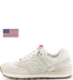 Замшевые кроссовки с текстильными вставками New Balance