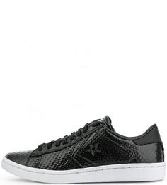 Черные кожаные кеды на шнурках Converse