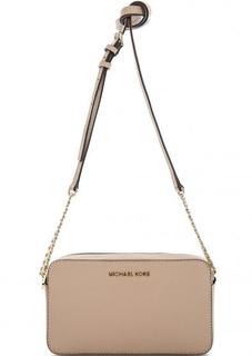 Бежевая сумка из натуральной кожи на молнии Michael Michael Kors