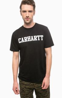 Синяя футболка из хлопка с принтом Carhartt WIP