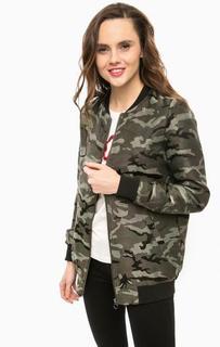 Легкая куртка-бомбер цвета хаки в стиле милитари Only
