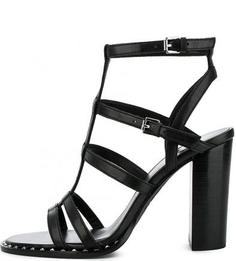 Черные кожаные босоножки на каблуке Ash