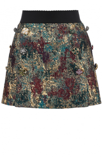 Мини-юбка с широким поясом и металлизированной отделкой Dolce &amp; Gabbana